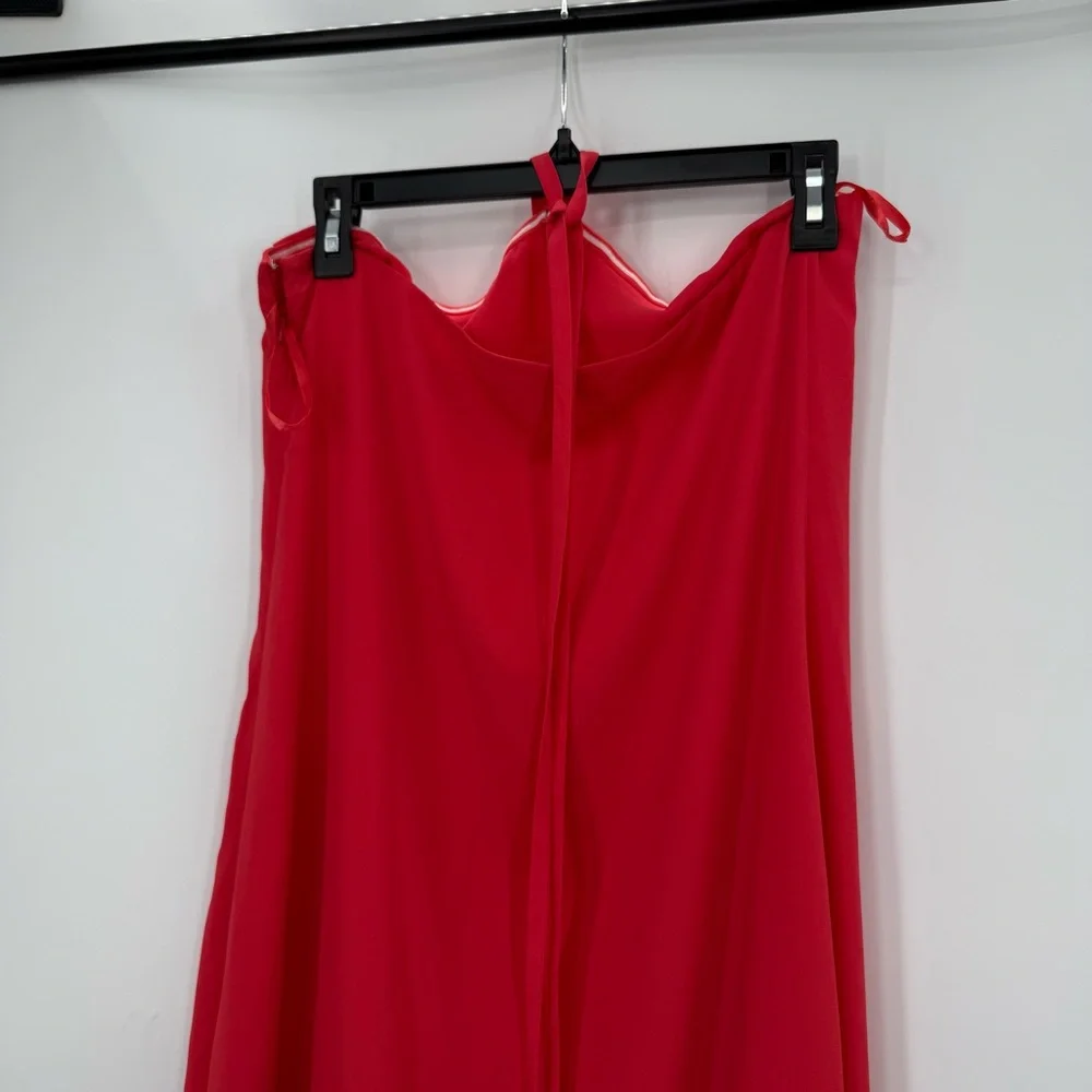 corey lynn calter asymmetrical dress ruffle red pink tube midi size 4 - Picture 1 of 8